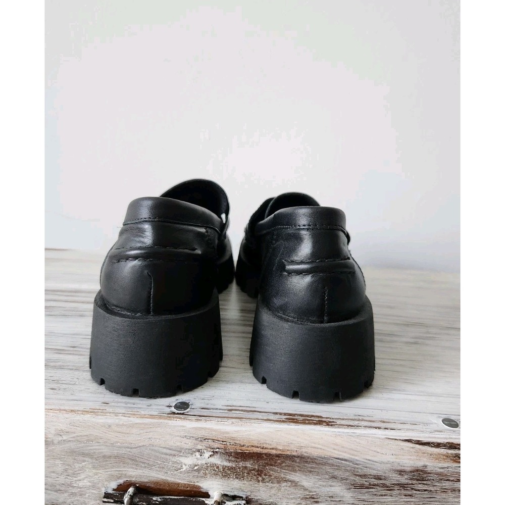 STEVE MADDEN Lawrence Black Leather Slip On Loafers Women's Shoes Size 8M - Picture 6 of 11